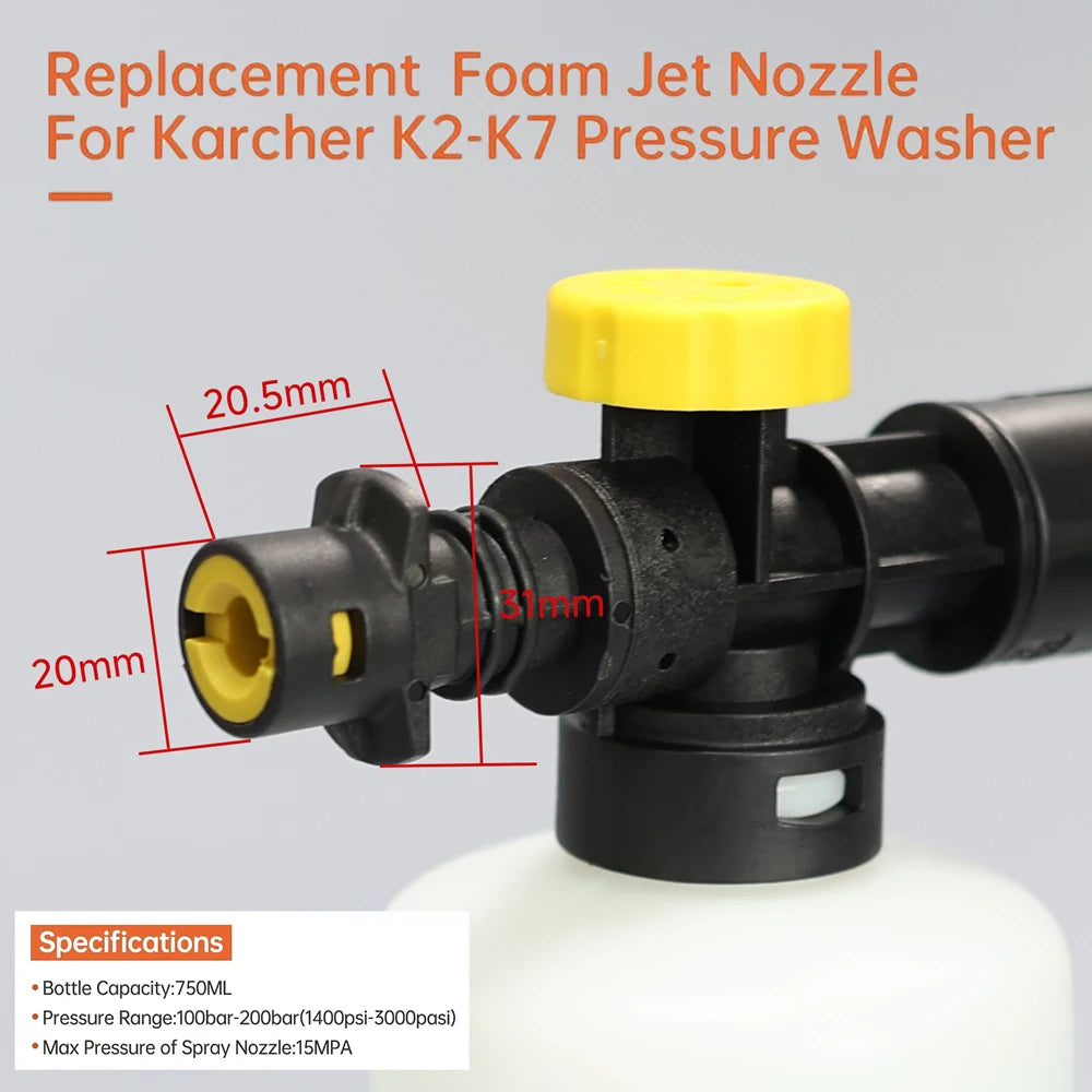 Foam Cannon for Karcher K2 K3 K4 K5 K6 K7 Adjustable Snow Cannon Foam Lance kit Pressure Washer Nozzle Car Wash Gun