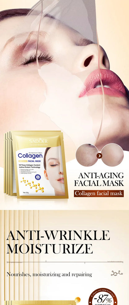 Bio Collagen Anti Wrinkle Facial Mask Anti Aging Fade Fine Line Firming Lift Skin Deep Hydrating Brighten Repair Skin Care