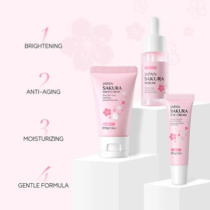 Women 3pcs Kit Sakura Skin Care Sets Face Cream Face Essence Eye Serum Face Skin Care Set Product Gift box