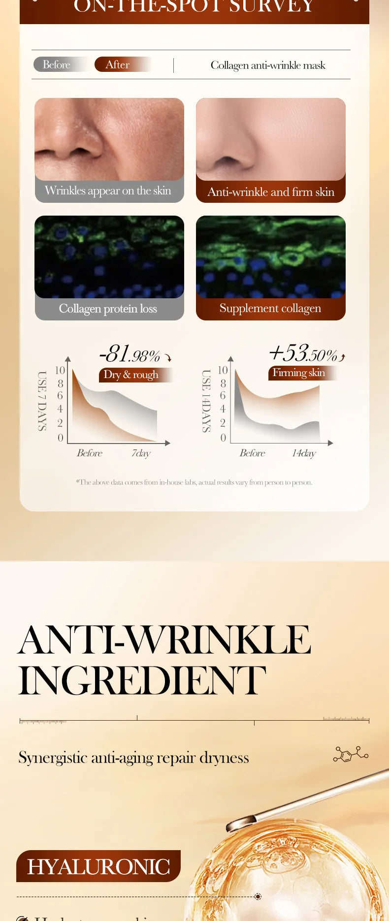 Bio Collagen Anti Wrinkle Facial Mask Anti Aging Fade Fine Line Firming Lift Skin Deep Hydrating Brighten Repair Skin Care