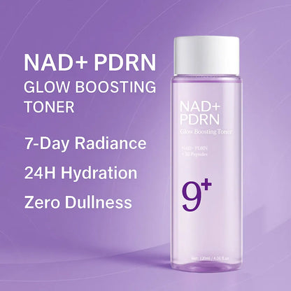 NAD+PDRN Glow Boosting Toner, Firming, Hydrating, Elasticity, Fade Fine Lines, Skincare Moisturizing Essence for Dry Skin, 120ML
