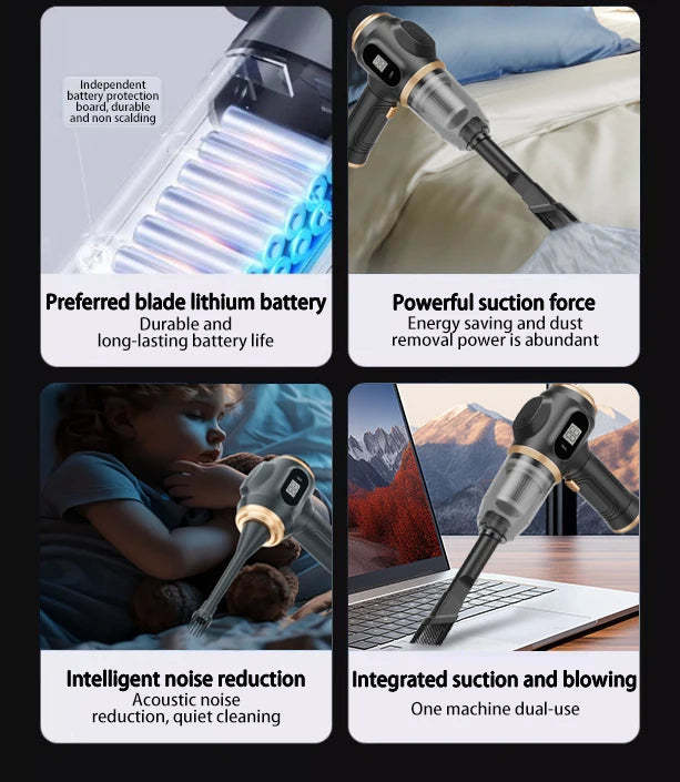 Cordless Handheld Vacuum Cleaner Suction Vacuum Cleaner Can Absorb Dust Debris Pet Hair Multi-functional Household Car