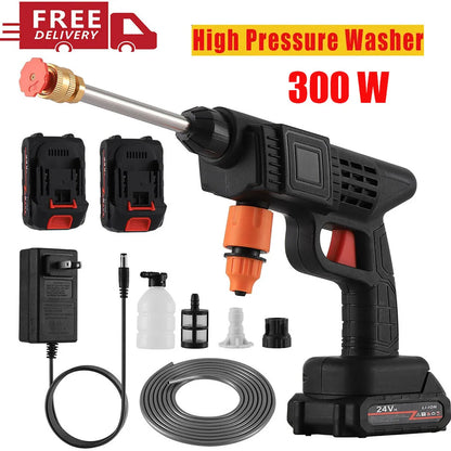 300W 30Bar Cordless High Pressure Car Washer Spray Water Gun 12000mAh Battery Foam Generator Car Washing Machine for Home