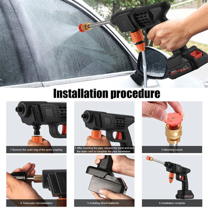 300W 30Bar Cordless High Pressure Car Washer Spray Water Gun 12000mAh Battery Foam Generator Car Washing Machine for Home