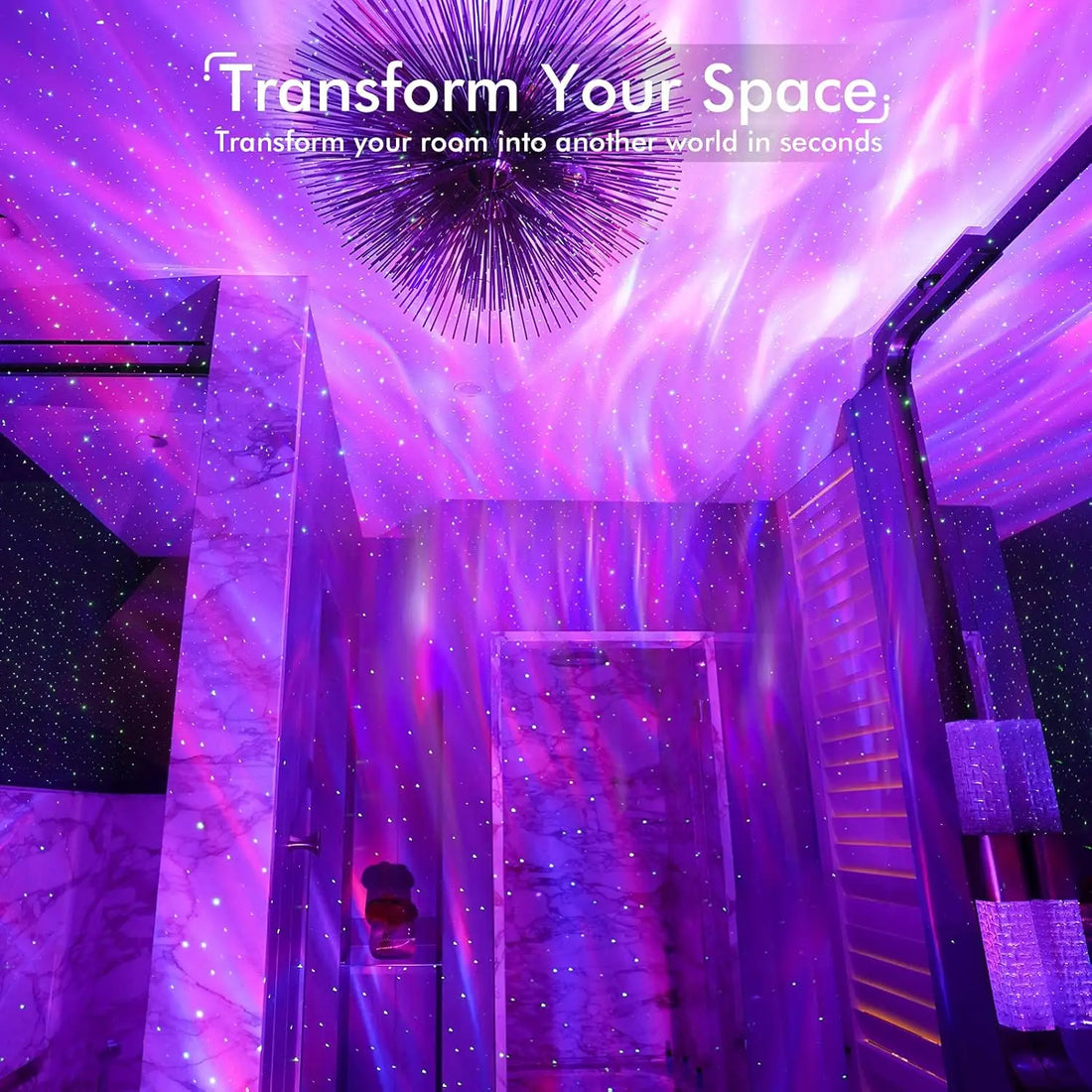 LED Starry Sky Light RGB Galaxy Projector Atmosphere Projection Lamp Christmas Halloween Remote Control 7 Color Home Auto Rotat